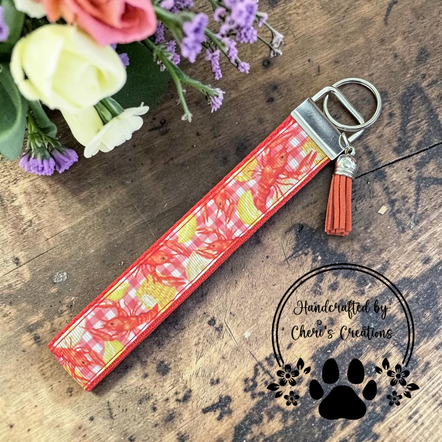 Crawfish Boil Wristlet Keychain