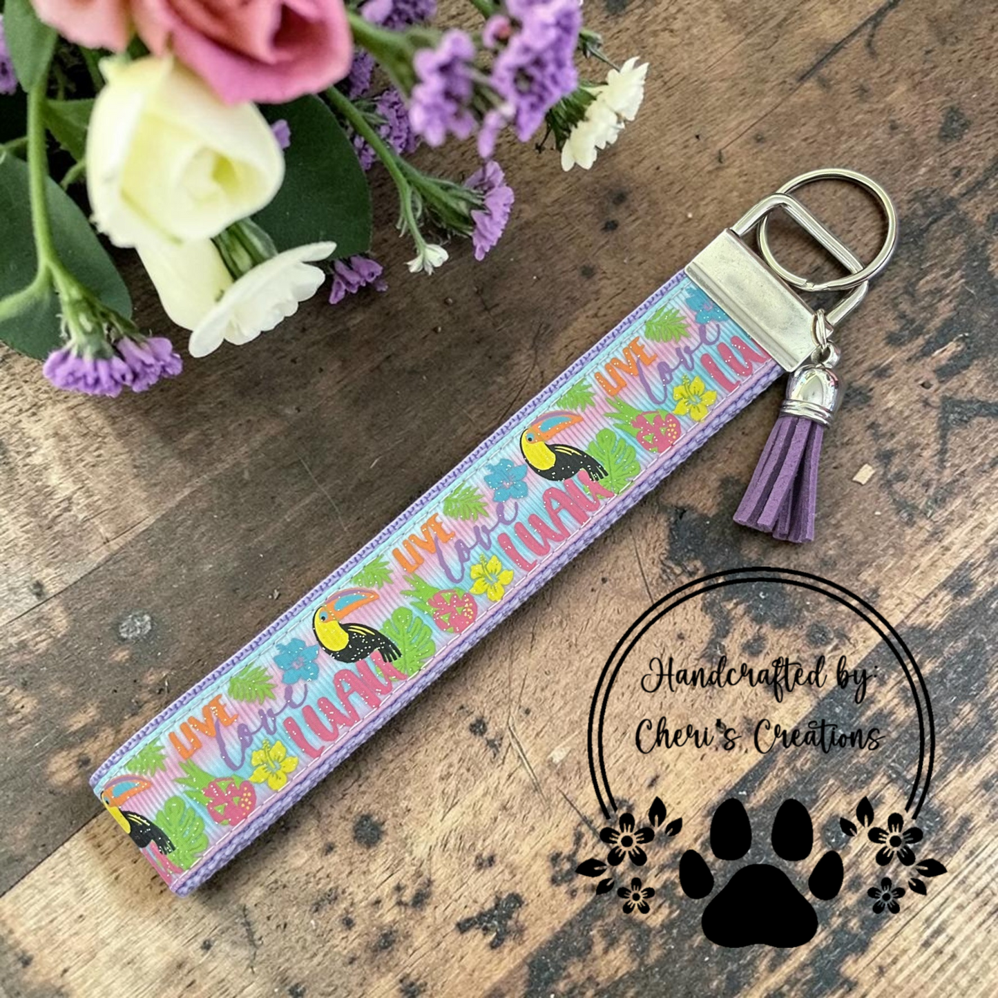 Tropical Luau Wristlet Keychain