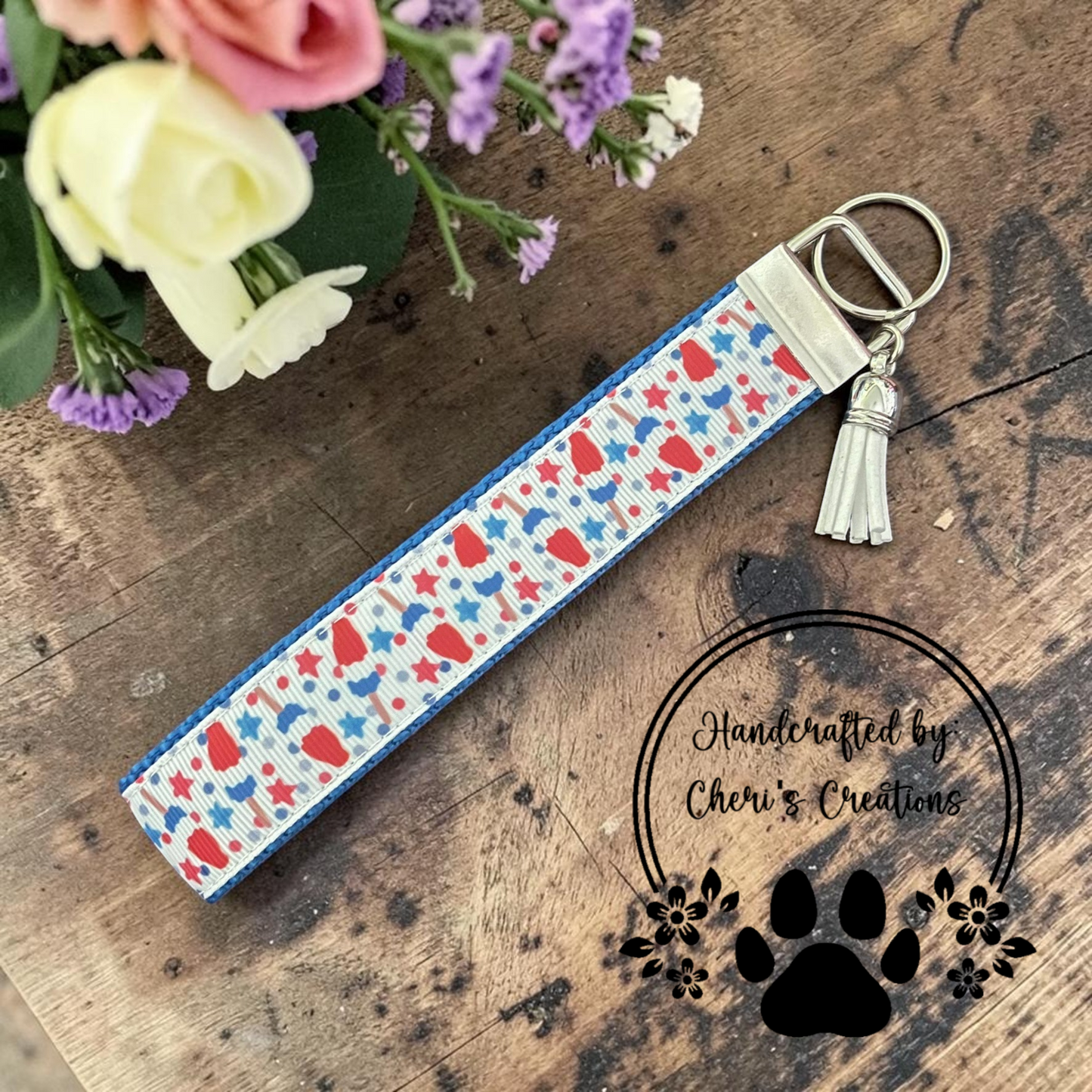 Patriotic Freeze Pop Wristlet Keychain