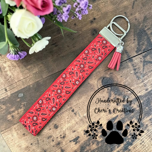 Red Paisley Wristlet Keychain - Limited Edition