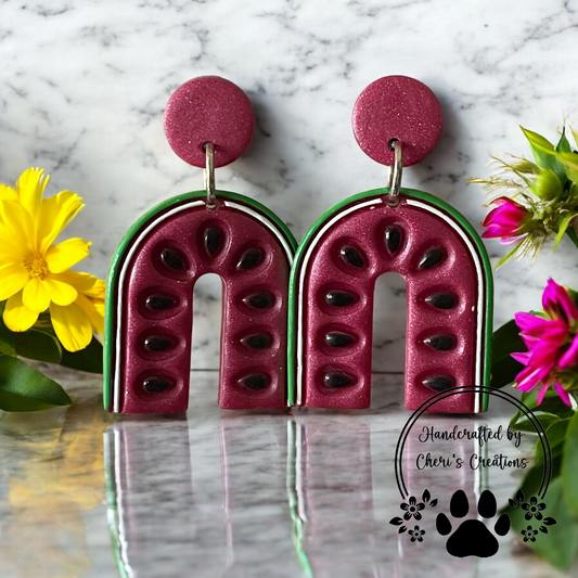 Sweet Watermelon Arches Polymer Clay Dangle Earrings