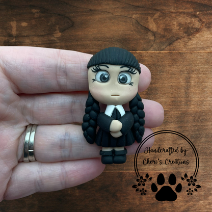 Goth Girl Bow Center – Handmade Polymer Clay Embellishment