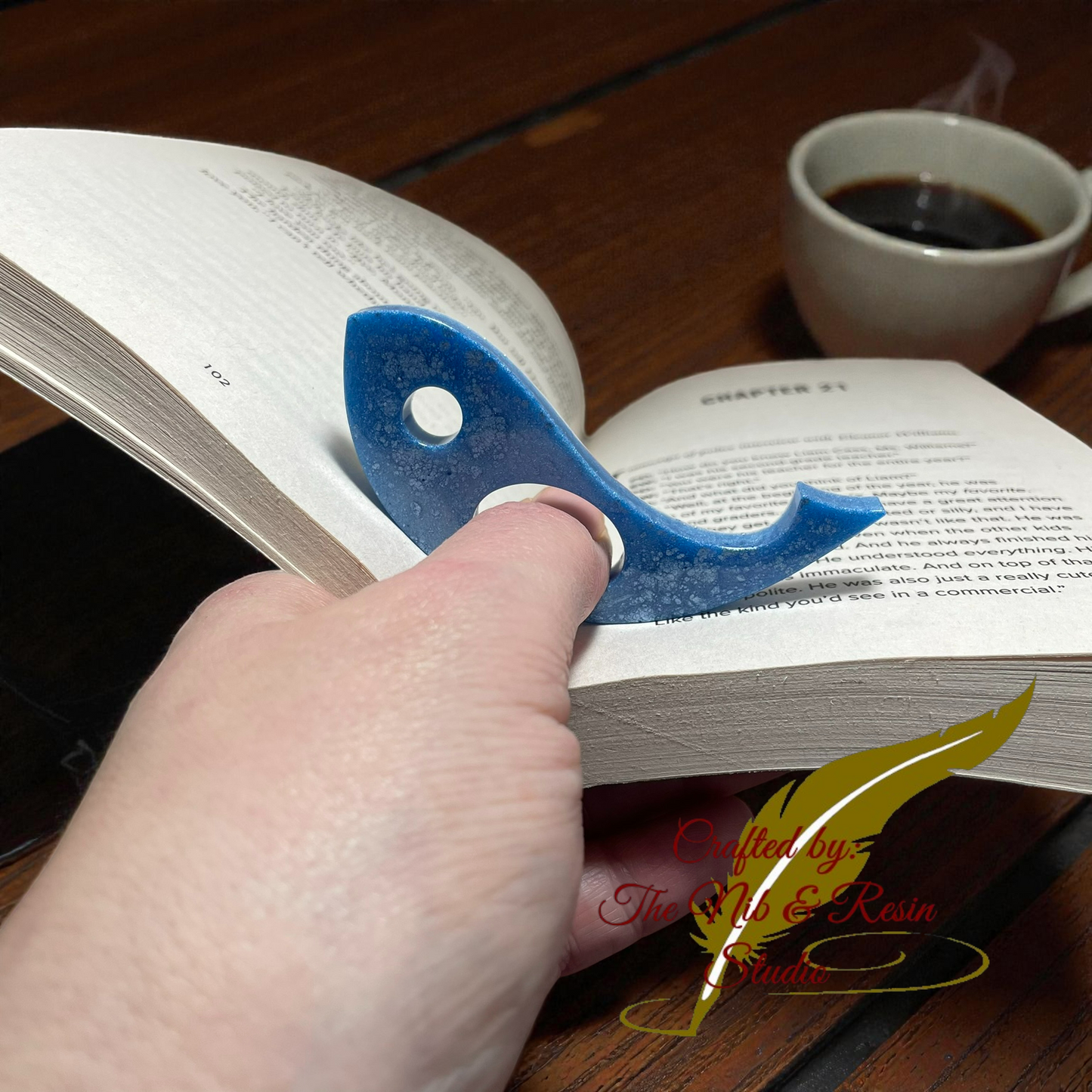 Page Holder - Pure Blue Mica Whale Thumb Holder