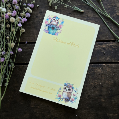 Whimsical Owl Notepad – Cute Memo Pad | Handmade Stationery