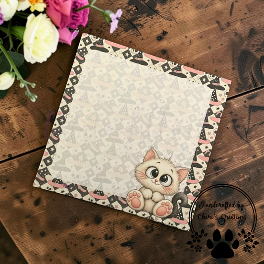 White Kitten Memo Pad
