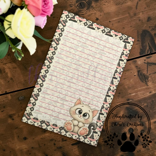 White Kitten Notepad – Cute Cat Memo Pad