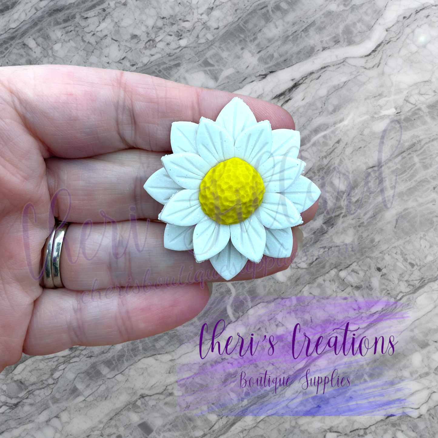 Sweet Summer Daisy Polymer Clay embellishment