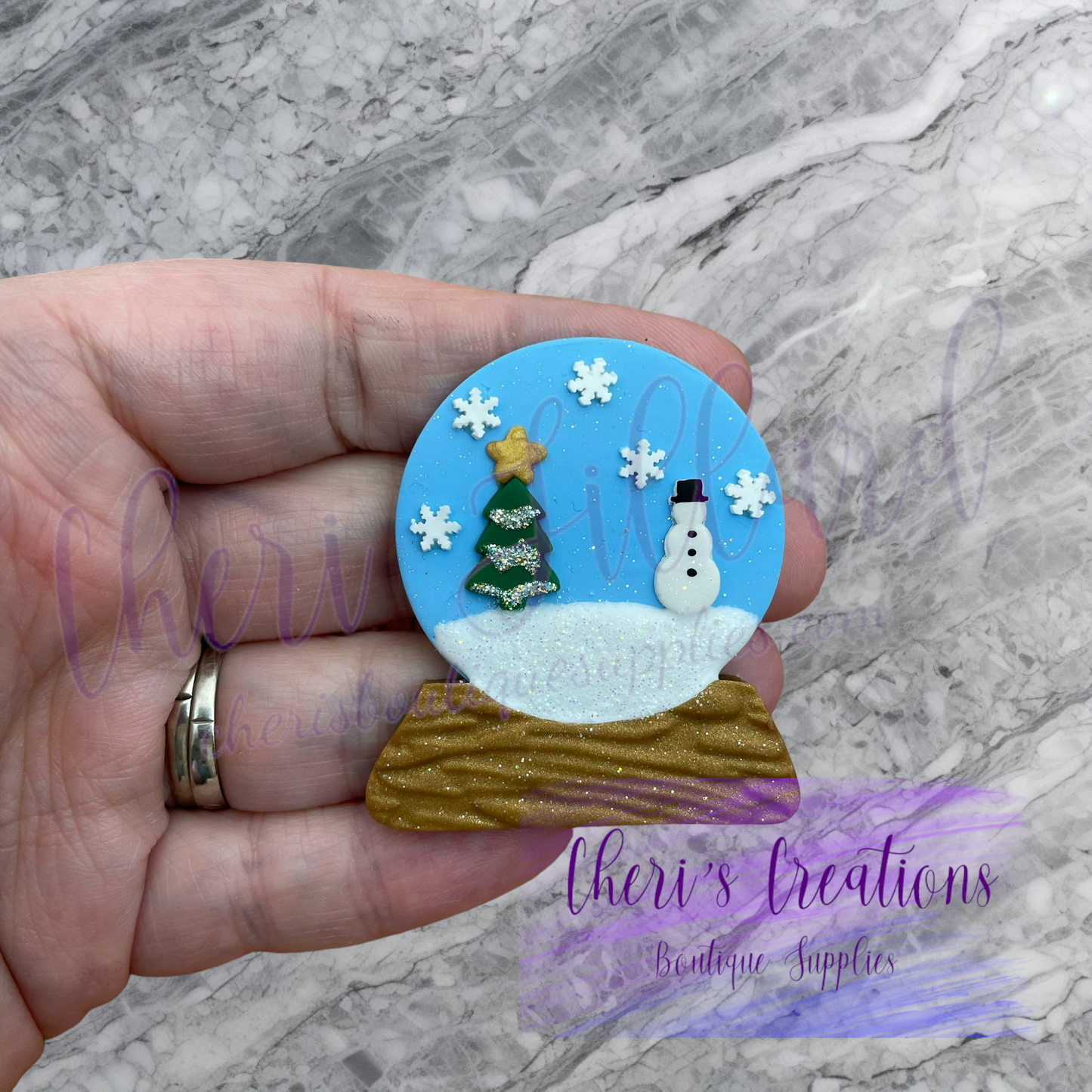 Winter Snow Globe Polymer Clay Embellishment