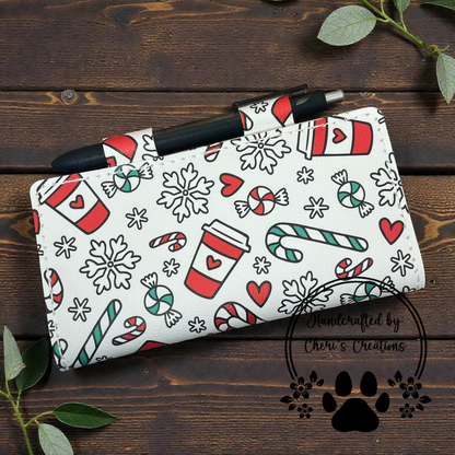 Christmas Candies Faux Leather Checkbook Holder