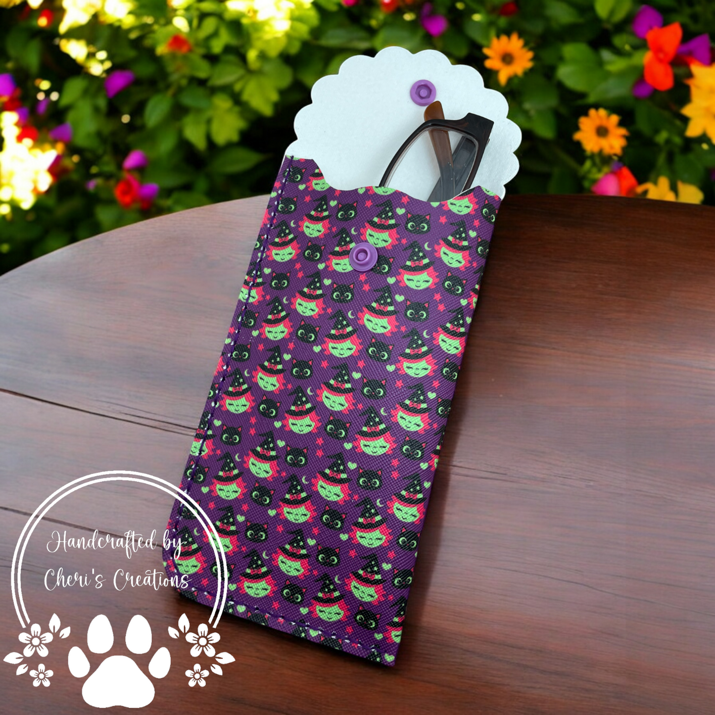 Witches & Cats on Purple Eyeglass Case