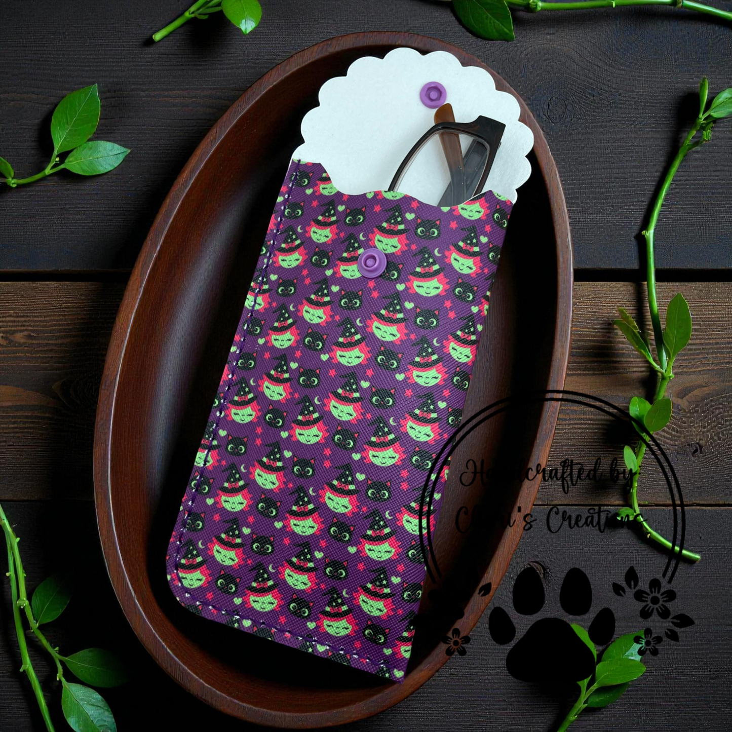 Glasses Case - Witches & Cats on Purple Case for Glasses