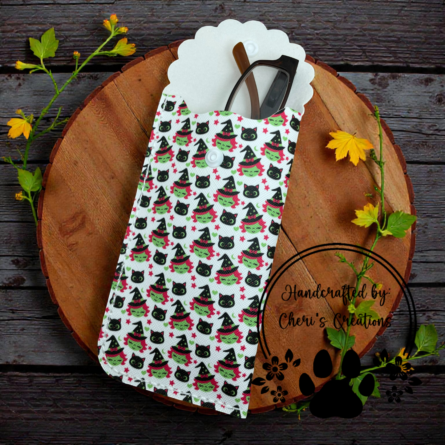 Glasses Case - Witches & Cats on White Case for Glasses