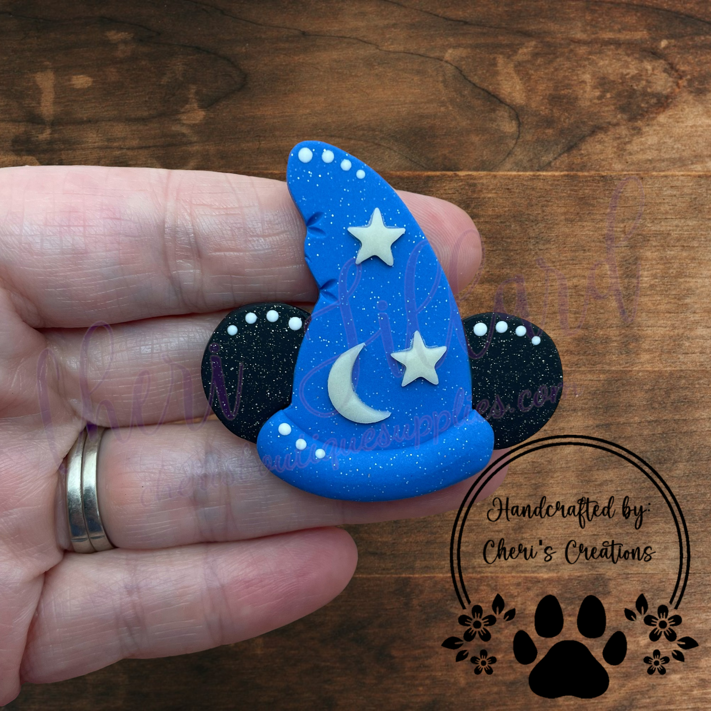 Wizard Mouse Hat Bow Center – Handmade Polymer Clay Embellishment
