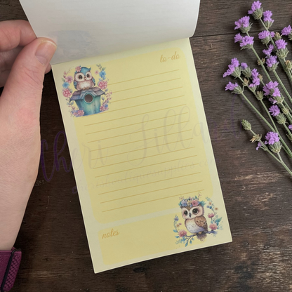 Owl Notepad – Whimsical Owl Memo Pad