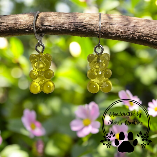 Lemon Gummy Bears Acrylic Dangle Earrings