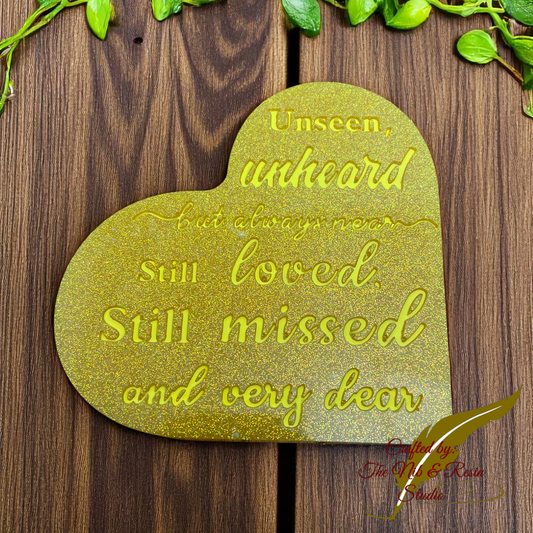 Memorial Heart Plaque #2: "Unseen" - Lt. Yellow/Yellow