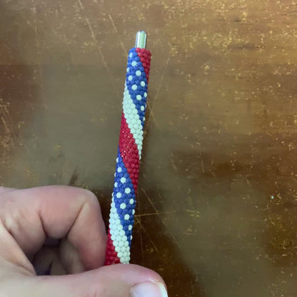 Red White & Blue Rhinestone Bling Ballpoint Pen